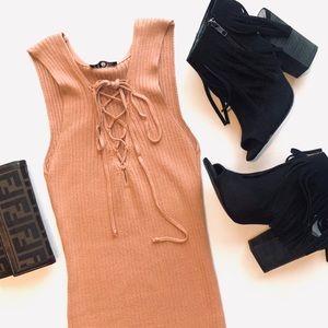Sleeveless Sweater Bodycon Dress (Blush)